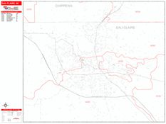 Eau Claire Digital Map Red Line Style